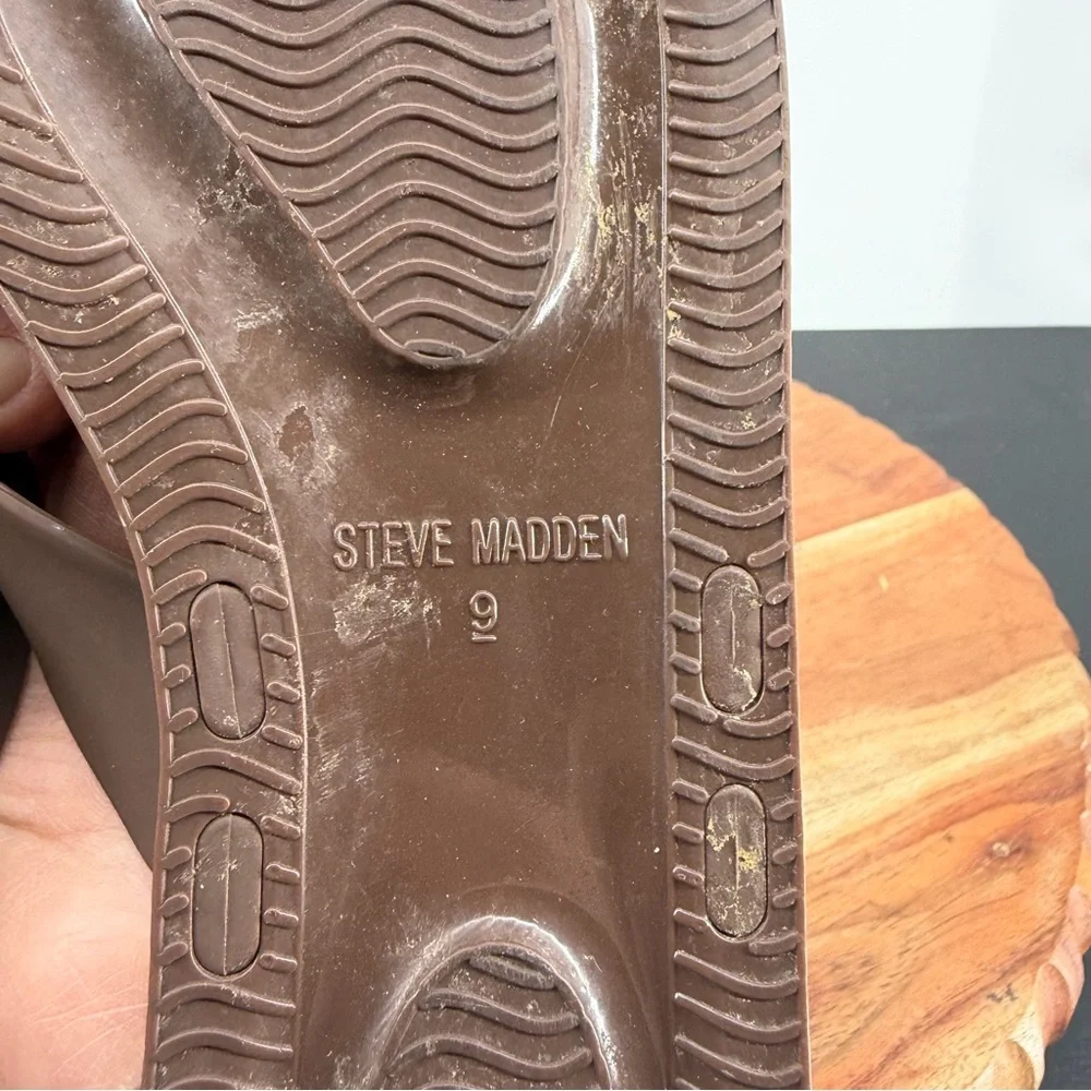 Steve Madden Horizon slide‎ sandals crisscross straps flat sole sz 9 brown
